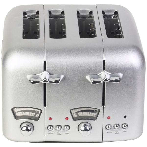 White Stainless Steel 4-Slice Toaster